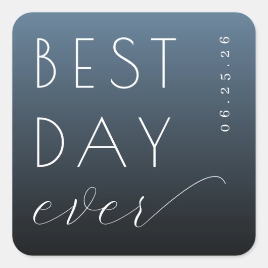 Carré Optimistic Blue Typographic Wedding Sticker (Devant)