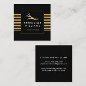 Carré Or et modèle noir de carte de visite de salon de (Devant / Derrière)