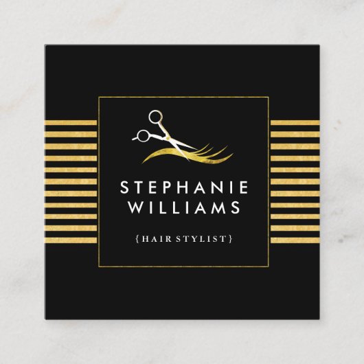 Carré Or et modèle noir de carte de visite de salon de (Devant)