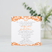 Carré Orange Damask Faire-part de mariage (Debout devant)