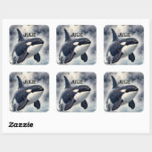 Carré Orca Stormy waves, Personalized Square Sticker (Feuille)