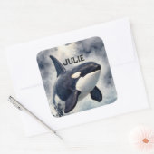 Carré Orca Stormy waves, Personalized Square Sticker (Enveloppe)
