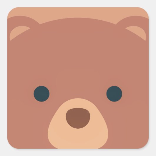 Carré Ours mignon et Brown | Sticker (Devant)