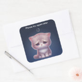 Carré Overthinking Cat Sticker – Cute Mood (Enveloppe)
