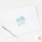 Carré Palm Tree Monogramme Favoriser Sticker U CHOISIR T (Enveloppe)