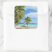 Carré Palmier blanc sable de plage photo sticker (Sac)