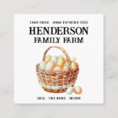 Carré Panier rustique Poulets Carte de visite de ferme (Devant)