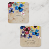 Carré Pansies Carte de visite unique (Devant / Derrière)