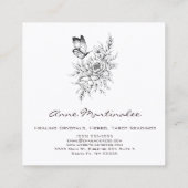 Carré papillon et fleurs Carte de visite (Dos)