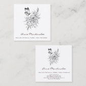 Carré papillon et fleurs Carte de visite (Devant / Derrière)