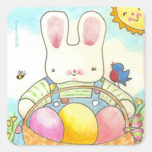 Carré Pâques Panier Bunny sticker