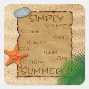 Carré Parchemin sur Arrière - plan de sable - Sticker