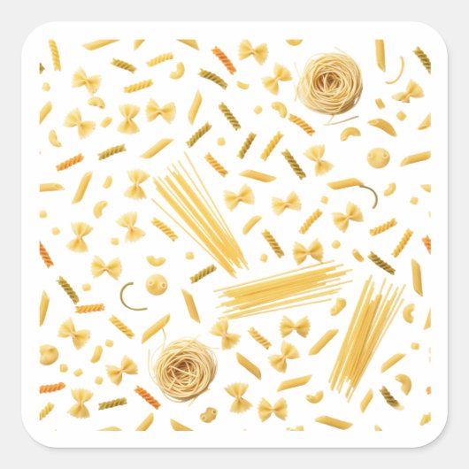 Carré Pasta Varieties Seamless Pattern Sticker (Devant)