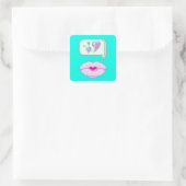 Carré Pastel Pixel Lèvres de Kissy - Sticker de ressort (Sac)