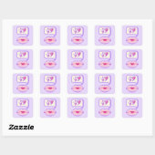 Carré Pastel Pixel Lèvres Kissy - Sticker d'été (Feuille)