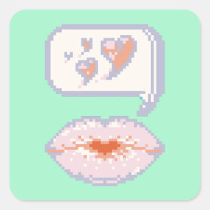 Carré Pastel Pixel Lèvres Kissy - Sticker d'hiver