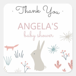 Carré Pastel Woodland   Sticker Baby shower
