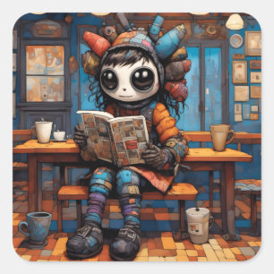 Carré Patchwork coloré mignon Créateur Drôle Sticker