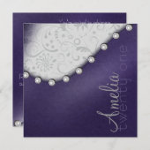 Carré Pearl Invitation d'anniversaire (Devant / Derrière)