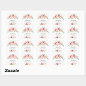 Carré Peonies Rose Floral First Communion Sticker (Feuille)
