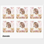 Carré Personalized Horse Sticker – Blush Pink (Feuille)