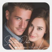 Carré Personalized Photo & Custom Text Wedding Sticker (Devant)