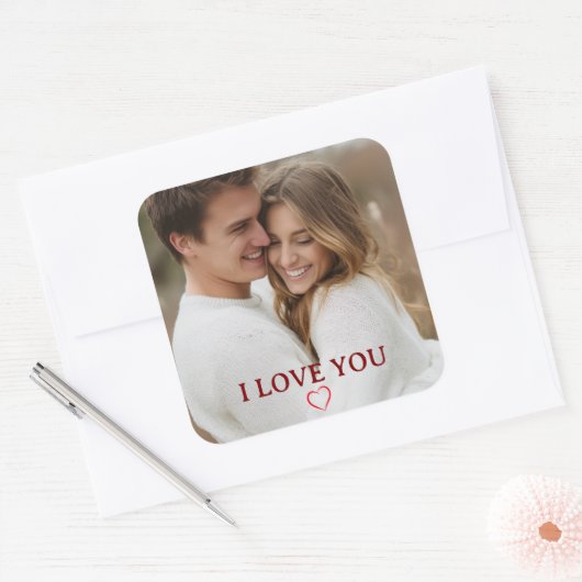 Carré Personalized Photo You&Me Valentine's Day Sticker (Enveloppe)
