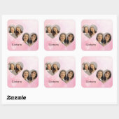 Carré Personalized Sisters Heart-Shaped Photo Sticker (Feuille)