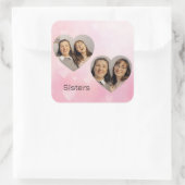 Carré Personalized Sisters Heart-Shaped Photo Sticker (Sac)