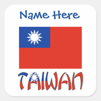 Carré Personalized Taiwan Flag Label Sticker