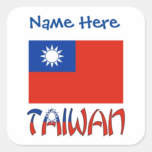 Carré Personalized Taiwan Flag Label Sticker (Devant)