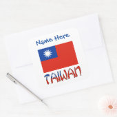 Carré Personalized Taiwan Flag Label Sticker (Enveloppe)