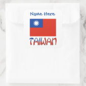 Carré Personalized Taiwan Flag Label Sticker (Sac)