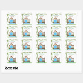 Carré Petit singe dans un bébé garçon Sticker Merci (Feuille)