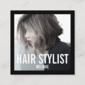 Carré photo moderne coiffeur carte de visite (Devant)
