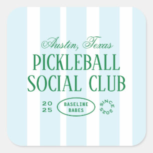 Carré Pickleball Party Favoriser Green & Blue Sticker De