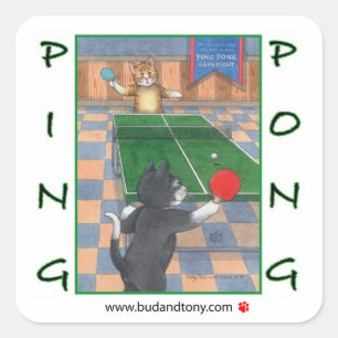 Carré Ping Pong Cats Bud & Tony Sticker