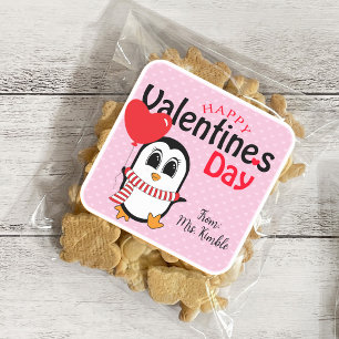 Carré Pingouin mignon avec Sticker Valentine Balloon