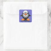 Carré Pingouin mignon sur Sticker bleu (Sac)
