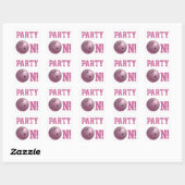 Carré Pink Bowling Ball Party sur Sticker (Feuille)