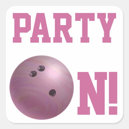 Carré Pink Bowling Ball Party sur Sticker (Devant)