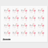 Carré Pink flamingo mignon merci sticker (Feuille)