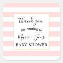 Pink Gold fille baby shower faveur merci sticker