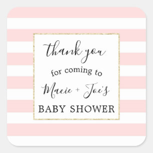 Carré Pink Gold fille baby shower faveur merci sticker