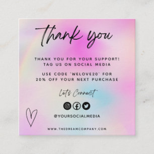 Carré Pink Heart Media Insert Merci Mini Carte de visite