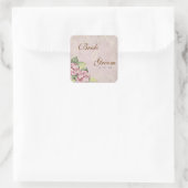 Carré Pink Hydrangea Swirl - Sceau Mariage ou Sticker (Sac)