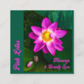 Carré Pink Lotus Beauté Spa Vert Carte de visite (Devant)