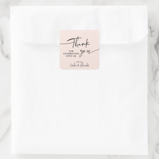 Carré Pink modern, simple Thank You Sticker (Sac)