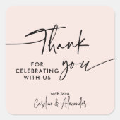 Carré Pink modern, simple Thank You Sticker (Devant)