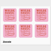 Carré Pink Snarky Wreak Havoc avec Sass & Beauty Sticker (Feuille)